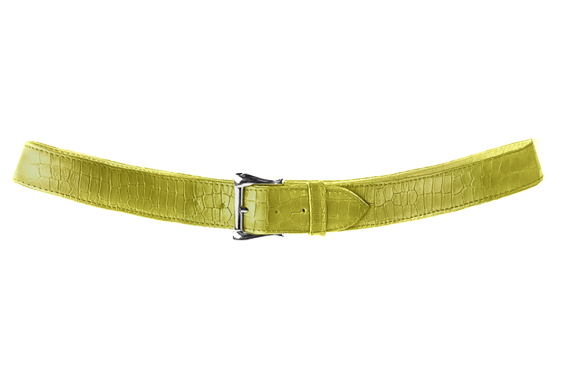 Pistachio green women's dress belt, matching pumps and bags. Made to measure. Profile view - Florence KOOIJMAN